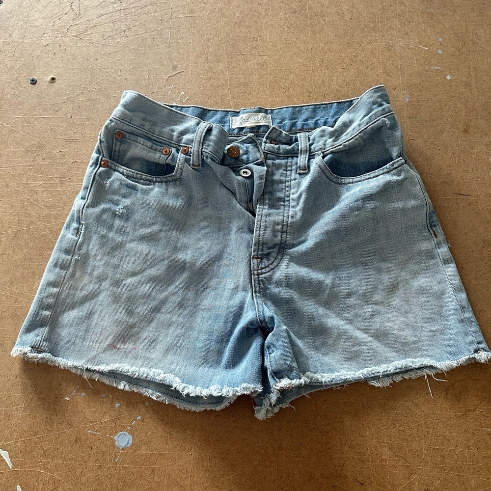 Madewell Frayed Hem Light Blue Jean Shorts